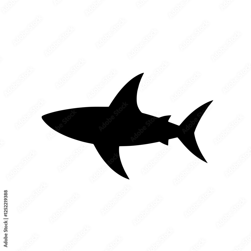 Obraz premium Shark Silhouette: A minimalist silhouette of a shark, capturing the essence of this iconic predator, symbolizing power, speed, and grace in the ocean.