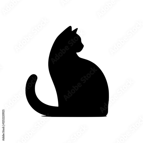 Silhouette of a Sitting Cat: A simple yet elegant silhouette of a cat sitting with its tail curled around its body. The minimalist design evokes a sense of quiet contemplation and feline grace.