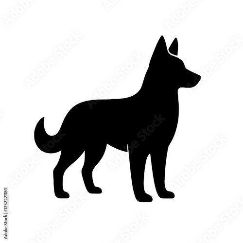 German Shepherd Silhouette:  A striking silhouette of a German Shepherd dog, standing alert and proud.  The minimalist design is perfect for logos, branding.