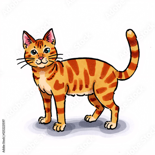 A cute illustration of a Oriental Shorthair cat