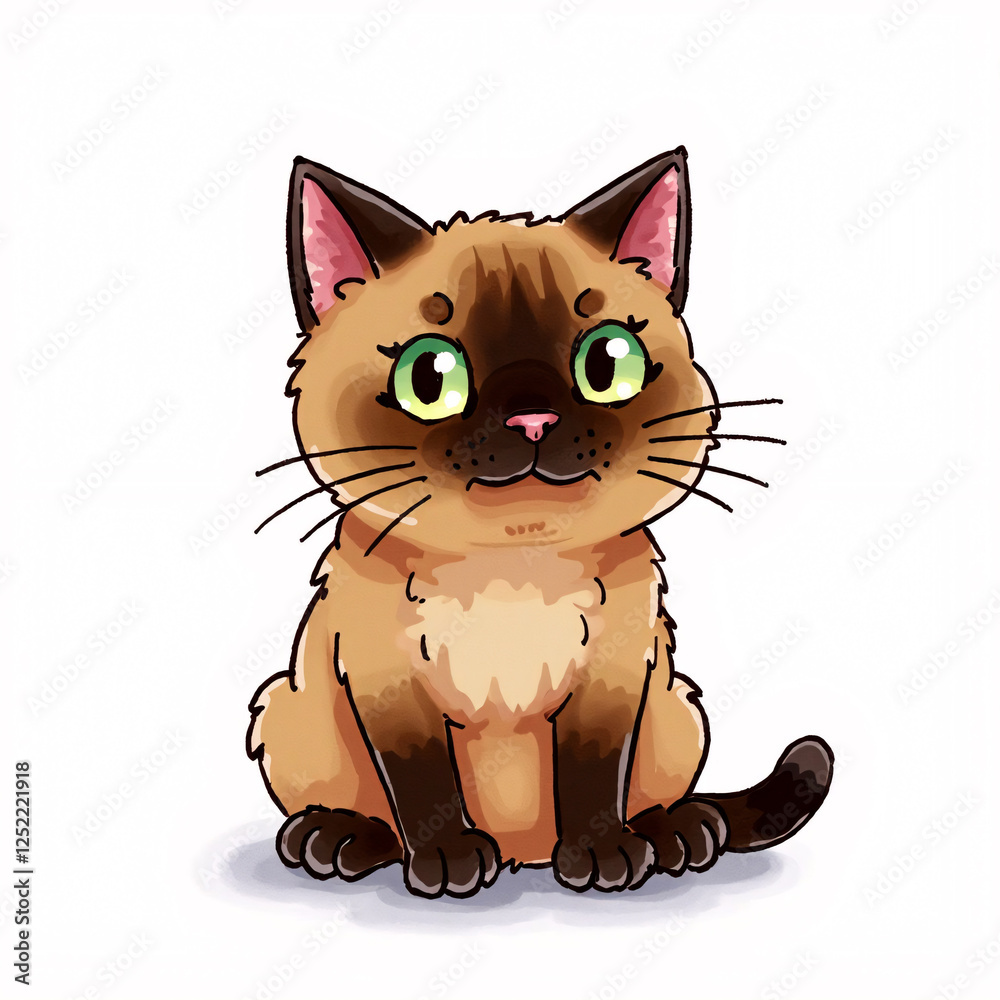 Obraz premium A cute illustration of a Burmese cat