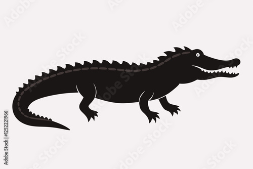 Crocodile silhouette vector illustration. Vector of crocodile design on white background