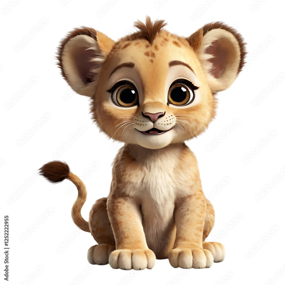 Adorable lion cub with wide eyes, radiating curiosity and a sense of adventure. Adorable lion cub with wide eyes, radiating curiosity and a sense of adventure.