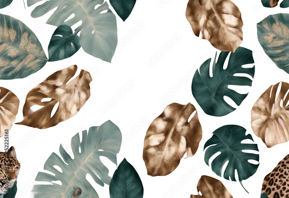 art leaf style surface pastel botanical gold monstera skin element graphic seamless tropics animal pattern leaves rose tropical spots watercolor geo palm paint color leopard grunge pink print summer