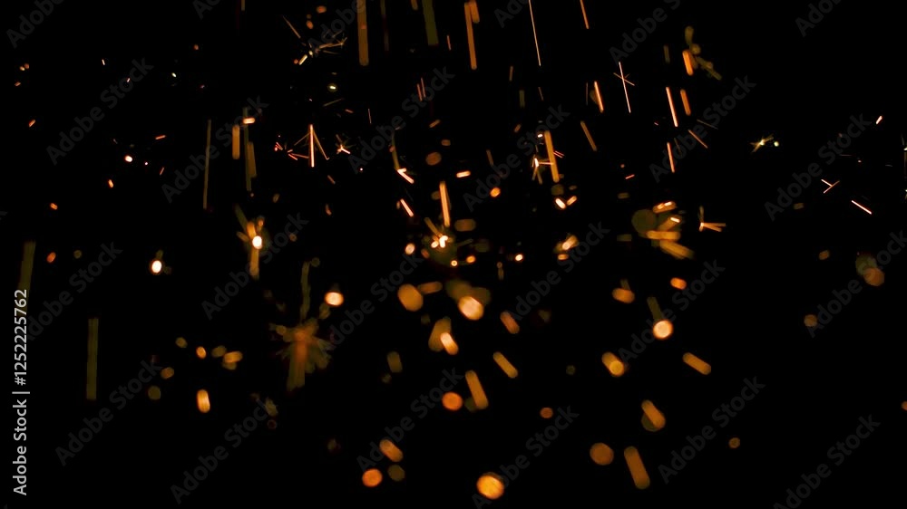 Red hot sparks at grinding steel material