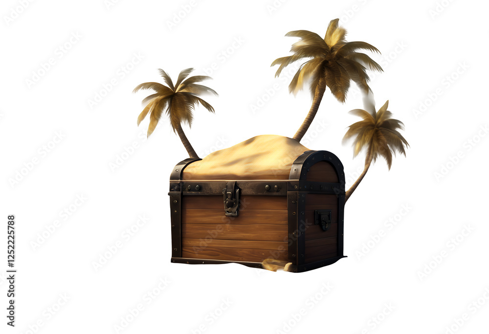 day symbol wind man chest clouds sky summer flag sand pirate tropical black skull island sea background rendering beach danger ocean gold ship fluttering palm trees 3d blue caribbean holiday sweet