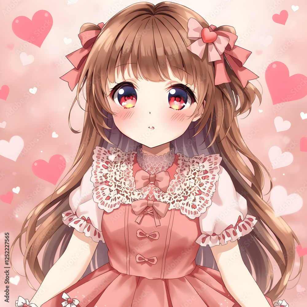 Radiante chica manga con un aura de amor y una sonrisa cautivadora Radiante chica manga con un aura de amor y una sonrisa cautivadora