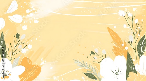 Wallpaper Mural Abstract Floral Design in Yellow and White Hues Torontodigital.ca