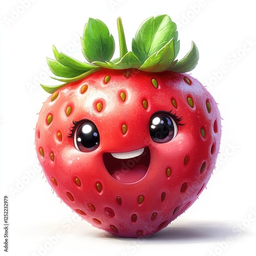 Happy Strawberry Cartoon Illustration