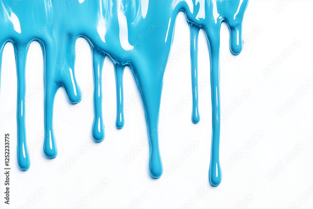Blue slime dripping isolated on a white background
