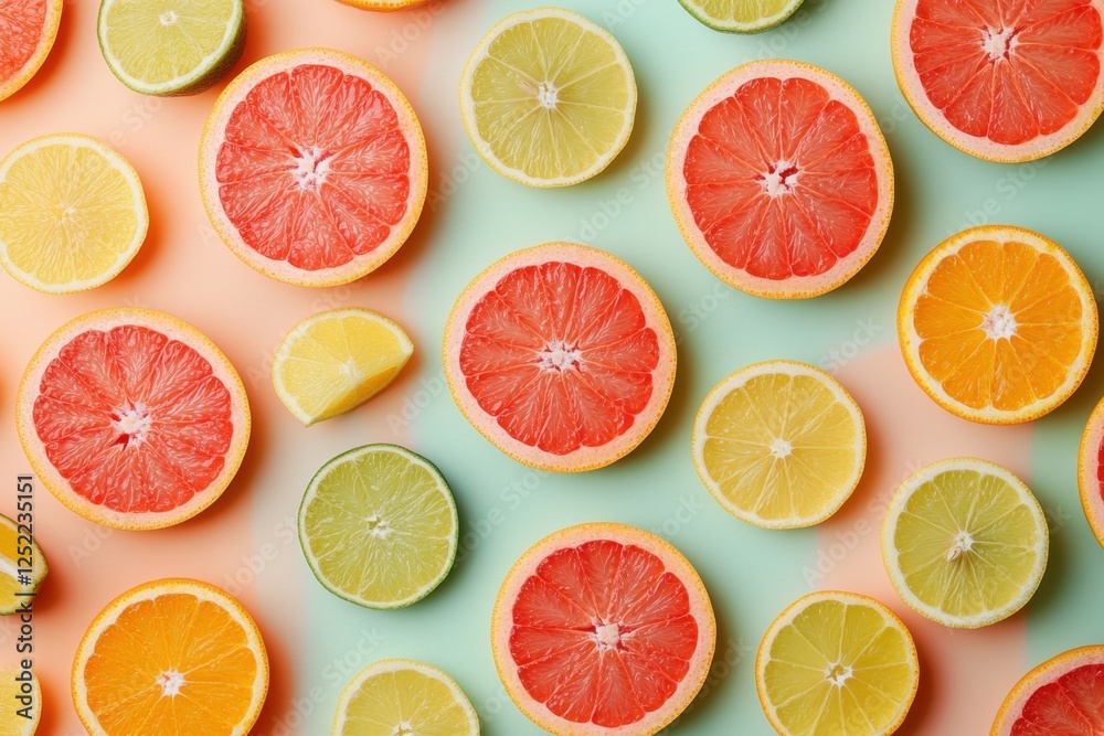 Vibrant citrus fruit flat lay arrangement kitchen table food photography colorful background overhead view fresh and healthy concept Vibrant citrus fruit flat lay arrangement kitchen table food photography colorful background overhead view fresh and healthy concept