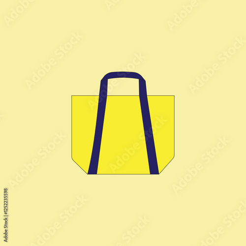 Yellow bag with blue straps vector illustration. Carrier and storage bag