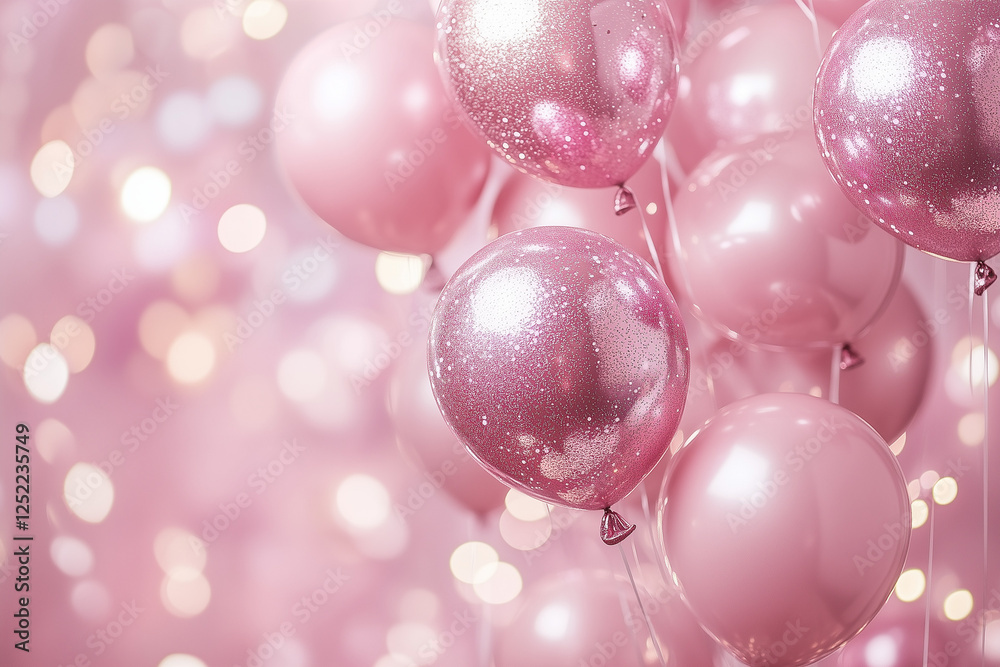 Pink metallic glitter rose balloons background Pink metallic glitter rose balloons background