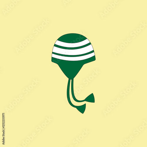 Ear flaps hat vector illustration. Winter season head accessory