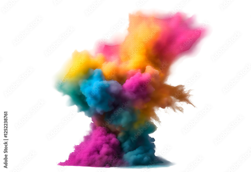 transparent png rainbow isolated art mix ink vibrant colours multicolored india texture background powder holi abstract fantasy paint explode decoration creative explosion splatter illustration