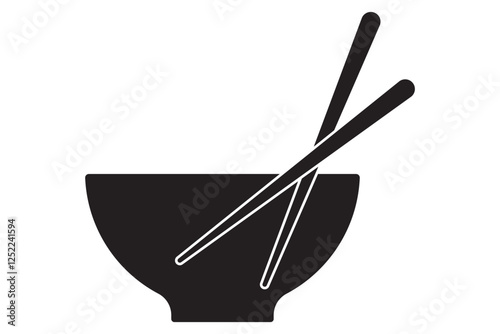 Soup Bowl with chopsticks outline icon. linear style sign for mobile concept and web design . pair chopsticks line icon eps 10