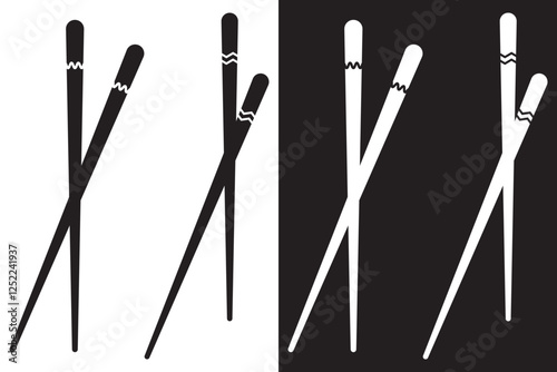 Chopsticks vector, Icon, silhouette set. Restaurant chopsticks flat icon. Chinese, Japanese chopsticks vector eps 10