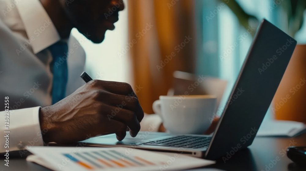 Focused Professional Working on Laptop Focused Professional Working on Laptop