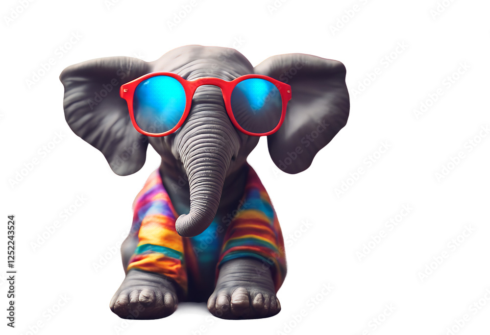 generative graphic sunny sunglasses ai layout mood funny colours colourful elephant design illustration vibe template conceptual wearing studio colorful bright background animal concept summer warm