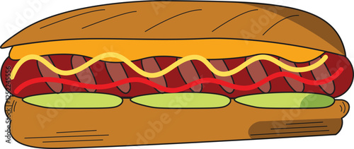 the illustration of delicious fresh hot dog