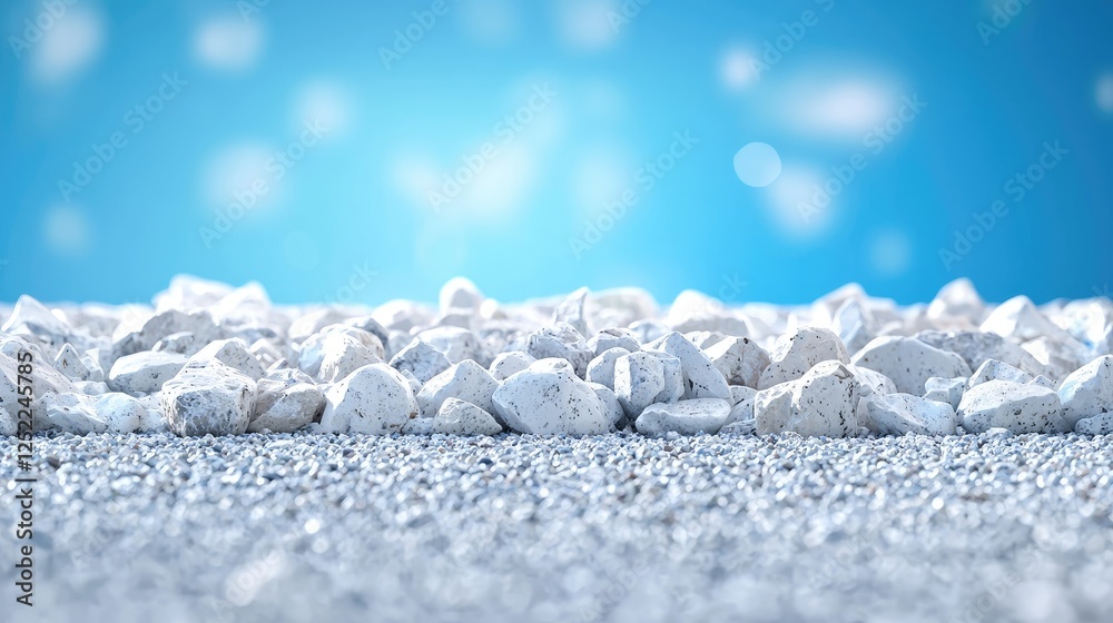 Obraz premium White stones on asphalt, blue sky background