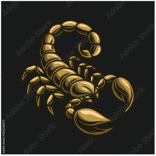 gold scorpion mascot on black background