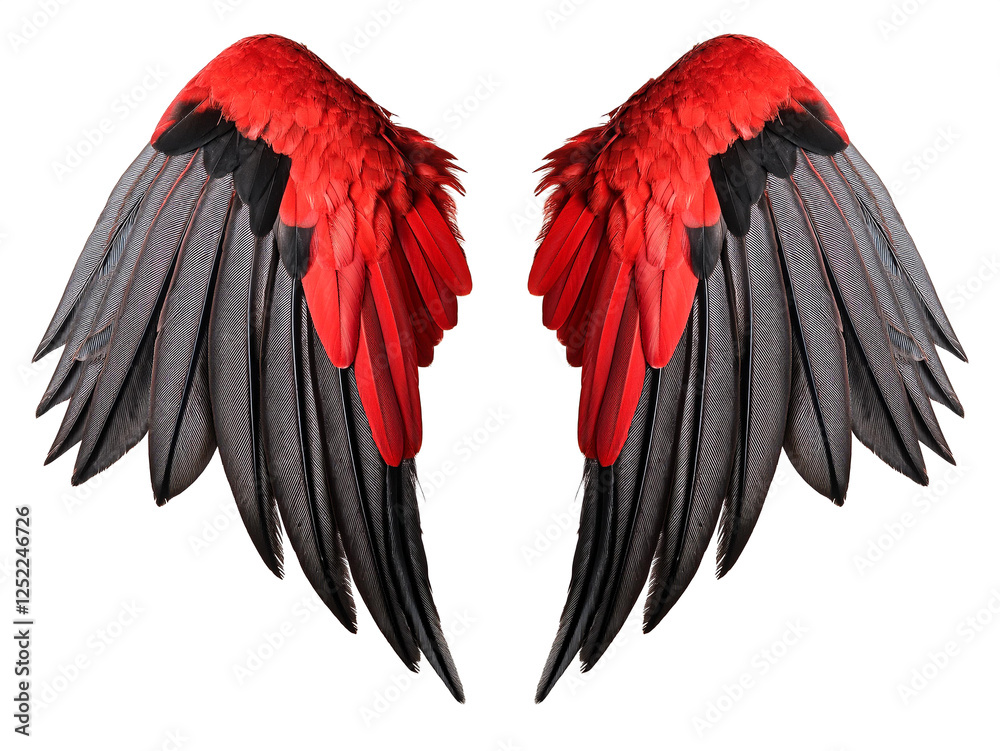 Obraz premium 赤と黒の翼。白背景。（black & red wings on white background.） 