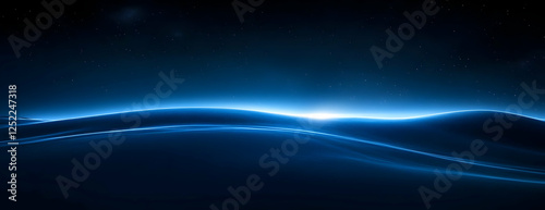 Blue horizon, night sky, calm waves, abstract background, website design