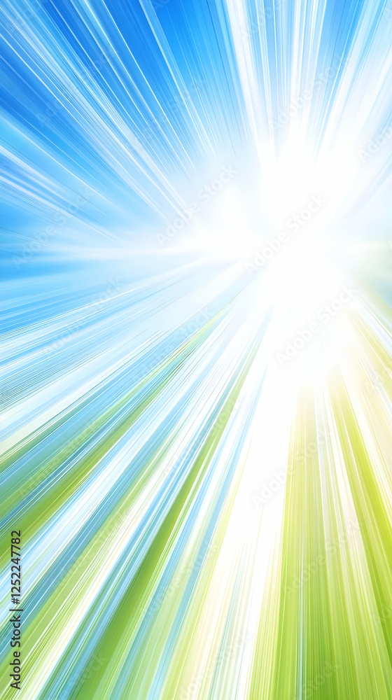 Obraz premium Bright sun rays over green field