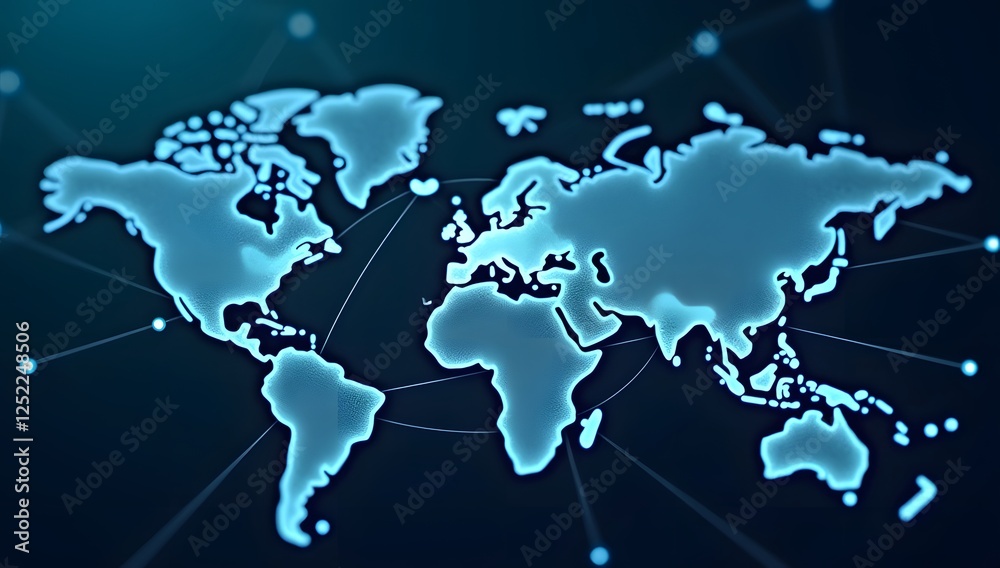 A blue world map globe illustration depicts global communication and business concepts A blue world map globe illustration depicts global communication and business concepts