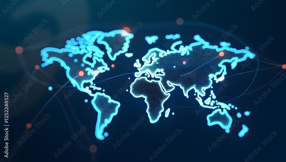 A blue world map globe illustration depicts global communication and business concepts A blue world map globe illustration depicts global communication and business concepts