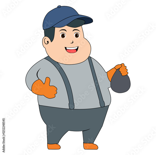 Cartoon Fat Man Throwing Trash Vectors Illustration