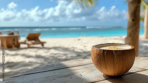 Wallpaper Mural Coconut drink beach relaxation tropical paradise Torontodigital.ca