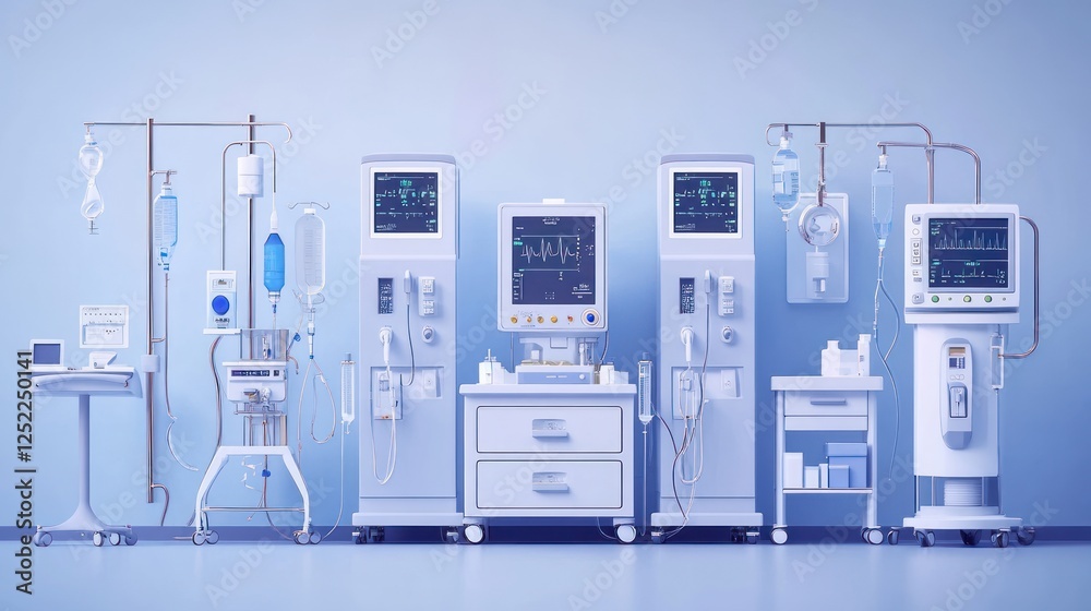 Modern hospital room with medical equipment. Modern hospital room with medical equipment.