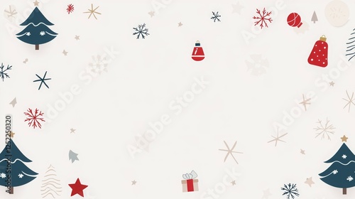 A festive background featuring Christmas trees, ornaments, and snowflakes for holiday-themed designs.