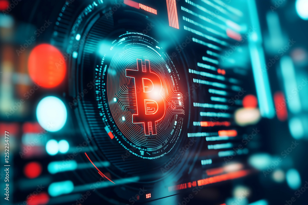 A digital representation of a Bitcoin symbol surrounded by vibrant data visualizations, highlighting the intersection of cryptocurrency and technology. A digital representation of a Bitcoin symbol surrounded by vibrant data visualizations, highlighting the intersection of cryptocurrency and technology.
