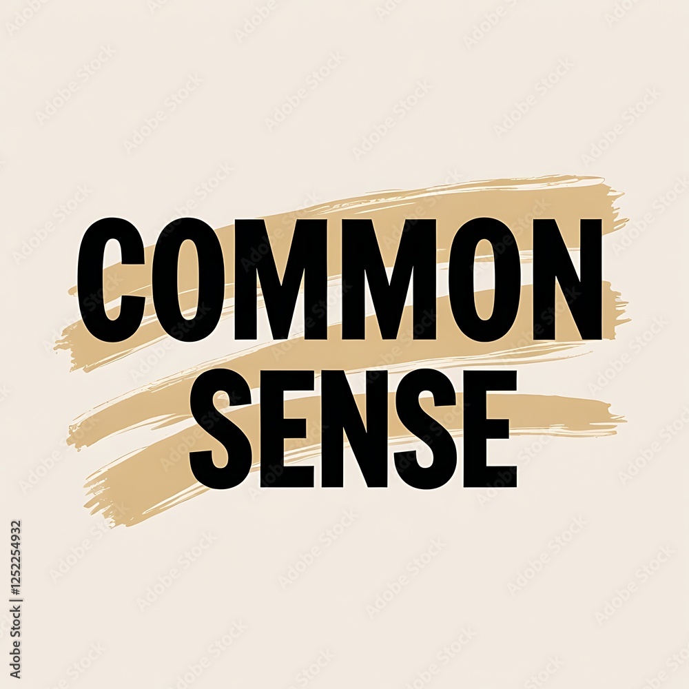 Common Sense Phrase On Beige Brushstrokes Background Common Sense Phrase On Beige Brushstrokes Background