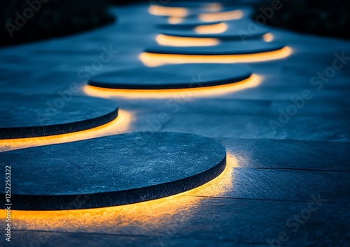 Circular glowing layers forming dynamic strategic pathways