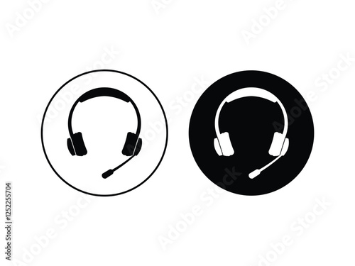 Support headset earphone symbol design vector illustration isolated on transparent background photo