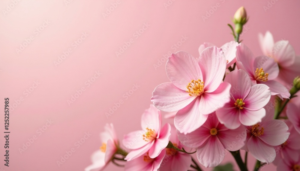 Soft pink blush applied to a flower arrangement, pale, delicate Soft pink blush applied to a flower arrangement, pale, delicate