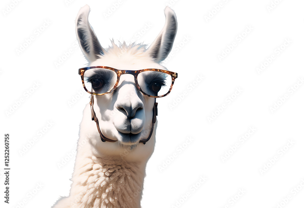 fun goggles place banner illustration animal head art blue graphic text sunglasses fur space wool happy wearing copy character background design llama funny cartoon lama greeting alpaca card cute