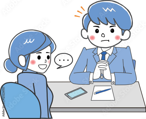 なるほど、相談者の話に手を前で組んで頷く男性担当者