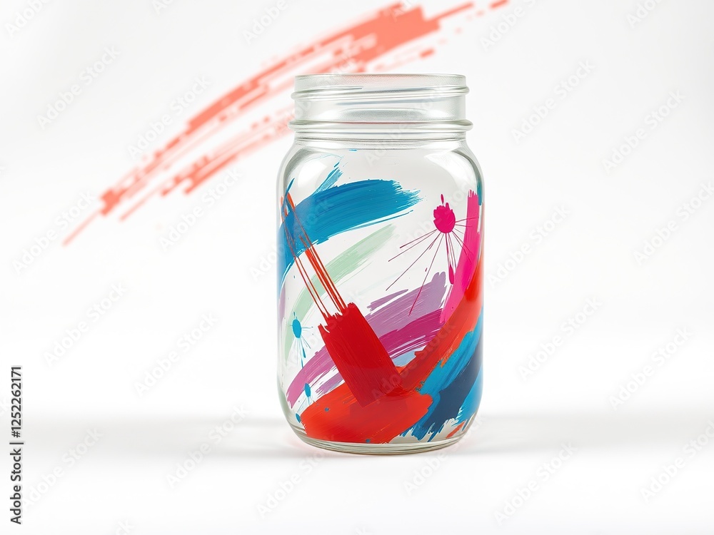 Fototapeta premium Mason Jar Masterpiece: Abstract Art in a Rustic Vessel