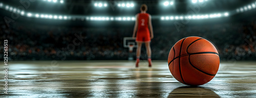 Basketball player arena free throw photo