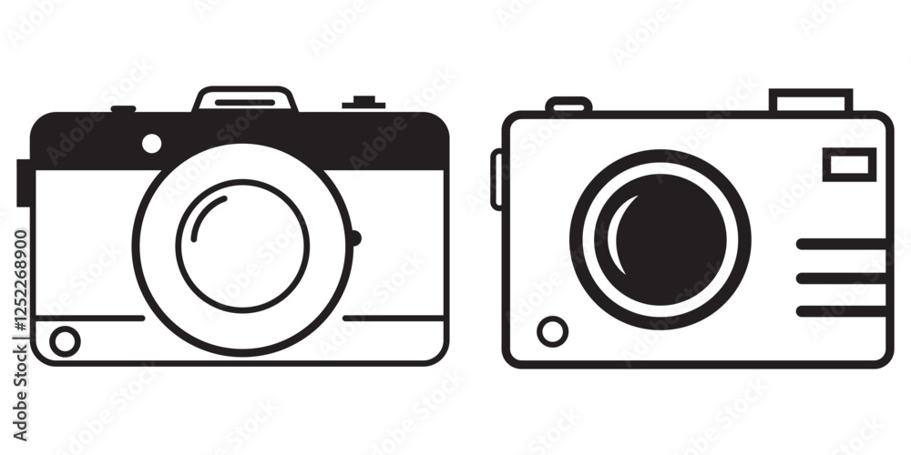 Camera icon set. Photo camera icon. Camera photography icon Design. Black, white and Blue colors. EPS 10 Camera icon set. Photo camera icon. Camera photography icon Design. Black, white and Blue colors. EPS 10
