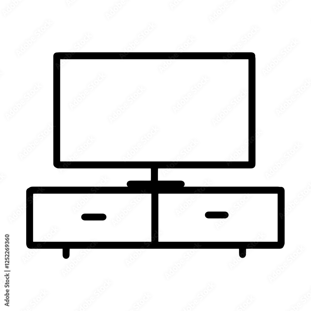 lcd tv set furniture icon illustration lcd tv set furniture icon illustration