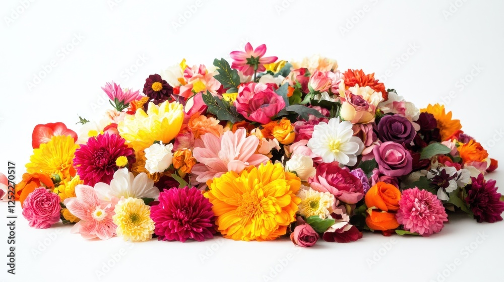 custom made wallpaper toronto digitalColorful flower pile, studio shot, white background, floral arrangement