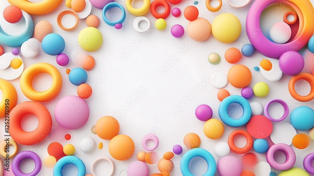 Colorful spheres and rings create a vibrant abstract design Colorful spheres and rings create a vibrant abstract design