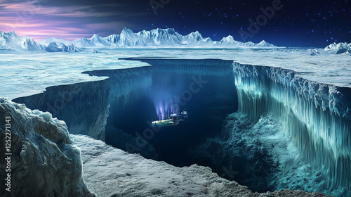 Ocean World Beneath Diamond-Hard Ice Crust with Hydrothermal Vents
