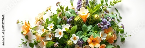 Vibrant Easter Herb Arrangements with Bursting Blooms and Foliage